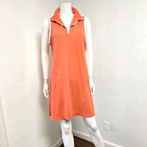Kinona Athletic Dress Size L Coral Orange Sleeveless Zip Neck Golf Athleisure